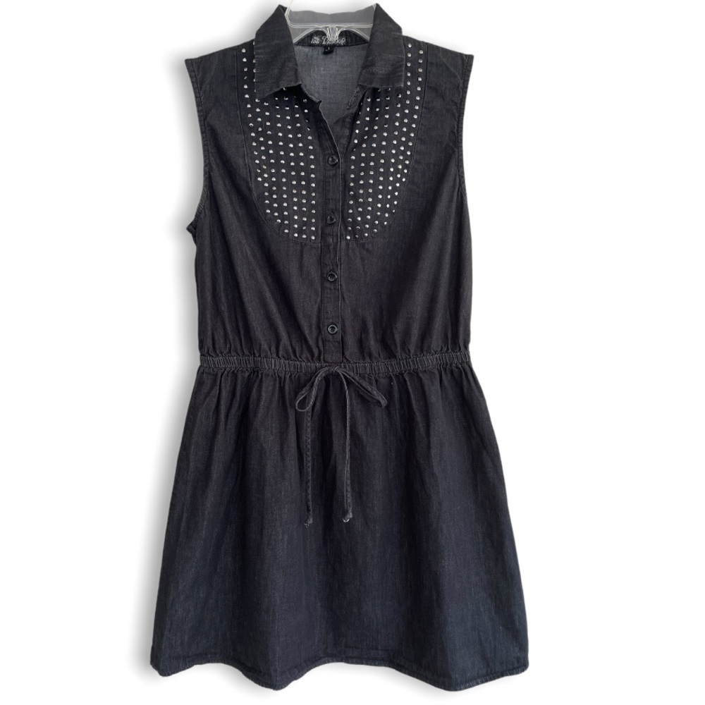 BEBOP Denim Studded Button Down Waist Dress